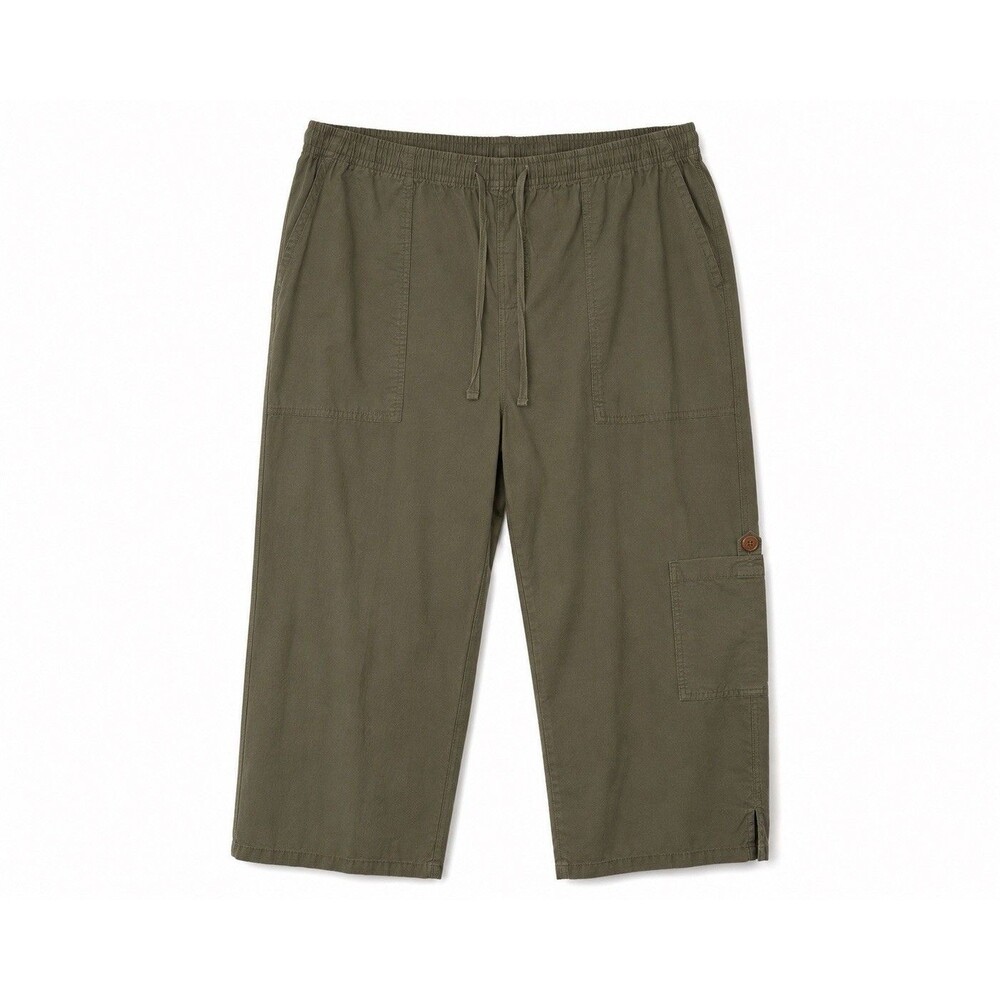 Classic Elements Capri Pants Women's L Petite Green Cotton Twill Crop Pockets